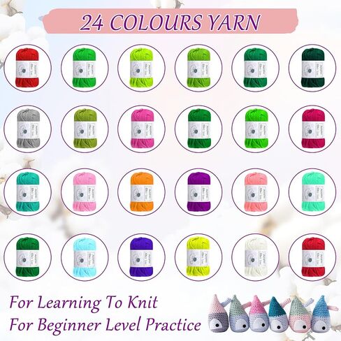 Biupky 62 Pcs Crochet Kit for Beginners Adults Kids Beginner Crochet Kit for Adults Kids with Crochet Hooks, Knitting & Crochet Accessories and Supplies Crochet Gifts for Crochet Lovers in Saudi Arabia
