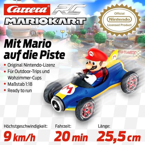 Carrera RC Official Licensed Mario Kart Mach 8 Luigi 1: 18 Scale 2.4 Ghz Remote Radio Control Car with Rechargeable Lifepo4 Battery - Kids Toys Boys/Girls, (Model: 181067) in Saudi Arabia