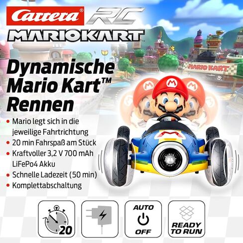 Carrera RC Official Licensed Mario Kart Mach 8 Luigi 1: 18 Scale 2.4 Ghz Remote Radio Control Car with Rechargeable Lifepo4 Battery - Kids Toys Boys/Girls, (Model: 181067) in Saudi Arabia