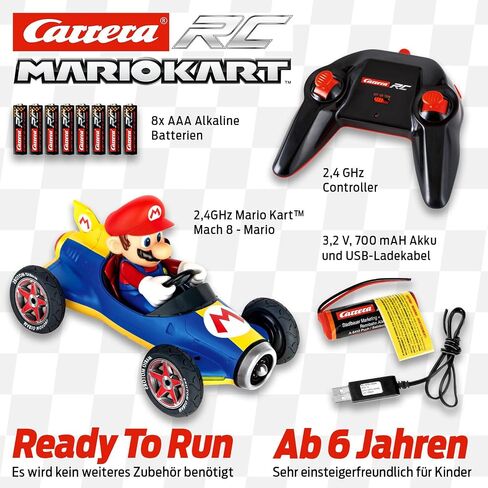 Carrera RC Official Licensed Mario Kart Mach 8 Luigi 1: 18 Scale 2.4 Ghz Remote Radio Control Car with Rechargeable Lifepo4 Battery - Kids Toys Boys/Girls, (Model: 181067) in Saudi Arabia