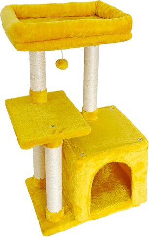 FISH&NAP Cute Cat Tree Kitten Cat Tower for Indoor Cat Condo Sisal Scratching Posts with Jump Platform Cat Furniture Activity Center Play House Orange in Kuwait