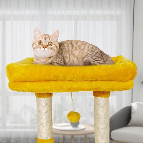 FISH&NAP Cute Cat Tree Kitten Cat Tower for Indoor Cat Condo Sisal Scratching Posts with Jump Platform Cat Furniture Activity Center Play House Orange in Kuwait