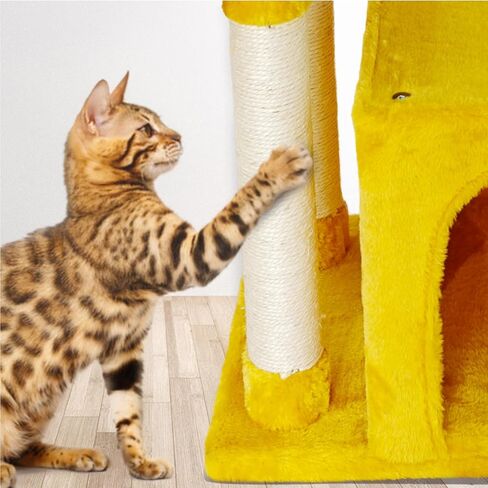 FISH&NAP Cute Cat Tree Kitten Cat Tower for Indoor Cat Condo Sisal Scratching Posts with Jump Platform Cat Furniture Activity Center Play House Orange in Kuwait