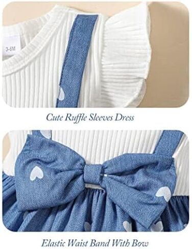 SUNNY PIGGY Baby Girl Clothes Newborn Infant Dress Outfit 0 3 6 9 12 18 24 Months Skirt Set Headband+Hat in Saudi Arabia