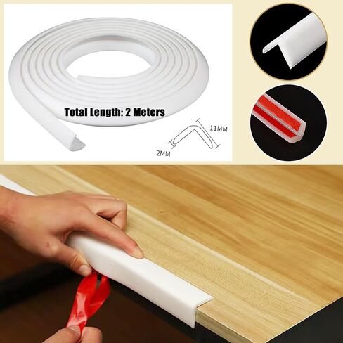 حماية للأطفال، شريط حماية الحواف، واقيات زوايا ناعمة من السيليكون وواقي زوايا الأثاث ومصدات أمان للحواف للخزانات والطاولات والأدراج (أبيض، 2 متر) in Kuwait