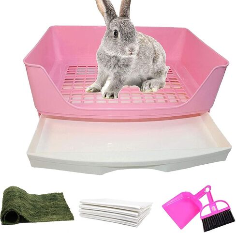 PINVNBY Large Rabbit Litter Box Corner Toilet Box Bigger Pan Pet Potty Trainer with Drawer for Adult Bunny Guinea Pig Chinchilla Ferret Galesaur Hedgehog Small Animals(Blue) in Saudi Arabia