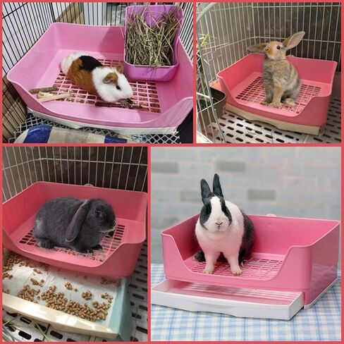 PINVNBY Large Rabbit Litter Box Corner Toilet Box Bigger Pan Pet Potty Trainer with Drawer for Adult Bunny Guinea Pig Chinchilla Ferret Galesaur Hedgehog Small Animals(Blue) in Saudi Arabia