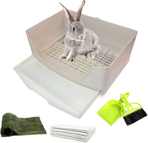 PINVNBY Large Rabbit Litter Box Corner Toilet Box Bigger Pan Pet Potty Trainer with Drawer for Adult Bunny Guinea Pig Chinchilla Ferret Galesaur Hedgehog Small Animals(Blue) in Saudi Arabia