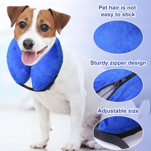 Soft Dog Cone, Dog Cone After Surgery (7"-11"), Protective Inflatable Collar for Dogs PVC Inflatable Anti Bite Lick Adjustable Dog Neck Pillow Dog Neck Donut Recovery Collar for After Surgery in Kuwait