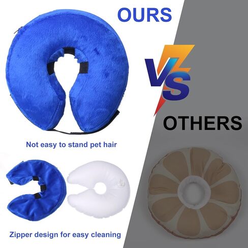 Soft Dog Cone, Dog Cone After Surgery (7"-11"), Protective Inflatable Collar for Dogs PVC Inflatable Anti Bite Lick Adjustable Dog Neck Pillow Dog Neck Donut Recovery Collar for After Surgery in Kuwait
