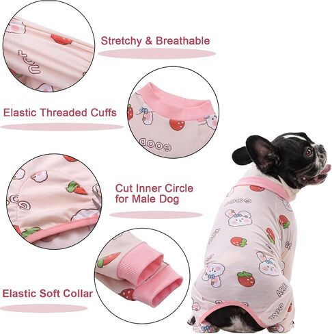 Dog Recovery Suit for Surgery Small Medium Dogs Onesie, Cute Soft Dog Pajamas Bodysuit Cone Alternative Prevent Licking Dog Recovery Suit Female Male (Small, Cat Purple) in Kuwait