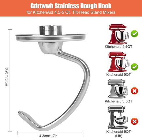 خطاف عجين لمرفقات خلاط مساعد المطبخ، خلاط برأس مائل K45DH من الفولاذ المقاوم للصدأ K45DH، خطاف عجين من الفولاذ المقاوم للصدأ لأجزاء ملحقات خلاط مساعد المطبخ، آمن للاستخدام في غسالة الأطباق in Kuwait