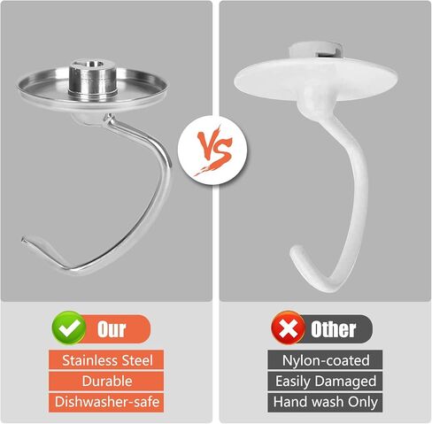 خطاف عجين لمرفقات خلاط مساعد المطبخ، خلاط برأس مائل K45DH من الفولاذ المقاوم للصدأ K45DH، خطاف عجين من الفولاذ المقاوم للصدأ لأجزاء ملحقات خلاط مساعد المطبخ، آمن للاستخدام في غسالة الأطباق in Kuwait