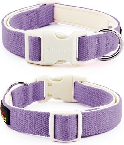 Plutus Pet Cotton Dog Collar, Heavy Duty Collar with Soft Padding, Adjustable and Comfortable for Small Medium and Large Dogs, Light Yellow, M in Saudi Arabia