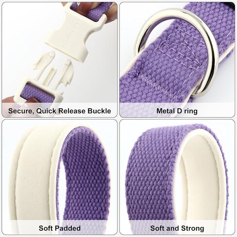 Plutus Pet Cotton Dog Collar, Heavy Duty Collar with Soft Padding, Adjustable and Comfortable for Small Medium and Large Dogs, Light Yellow, M in Saudi Arabia