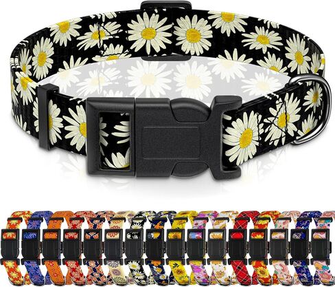 Dog Collar for Boys & Girls, Puppy Collar for Small to Large Dogs, Adjustable Soft Floral Pattern Pet Collar with Safety Buckle for Male & Females (Red, L) in Kuwait