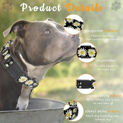 Dog Collar for Boys & Girls, Puppy Collar for Small to Large Dogs, Adjustable Soft Floral Pattern Pet Collar with Safety Buckle for Male & Females (Red, L) in Kuwait
