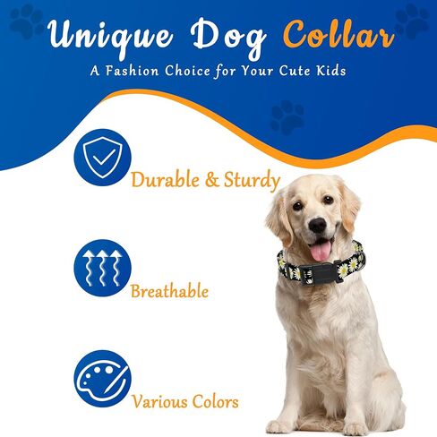 Dog Collar for Boys & Girls, Puppy Collar for Small to Large Dogs, Adjustable Soft Floral Pattern Pet Collar with Safety Buckle for Male & Females (Red, L) in Kuwait