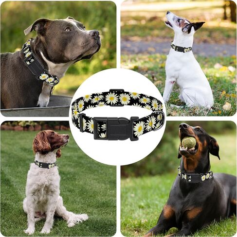 Dog Collar for Boys & Girls, Puppy Collar for Small to Large Dogs, Adjustable Soft Floral Pattern Pet Collar with Safety Buckle for Male & Females (Red, L) in Kuwait