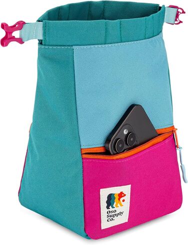 Crux Bouldering Chalk Bucket, Large Size Chalk Bag for Rock Climbing, Chalk Pot with Magnetic Closure, Zippered Pockets and Mesh Pouch for Climbers, Weightlifting, Gymnastics in Saudi Arabia
