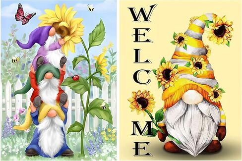 2 Pack Stamped Cross Stitch Kits for Adults Beginners,Cartoon Gnome Counted Cross Stitch Kits,Full Range of Needlepoint Stamped Kits Needlecrafts Arts and Crafts Embroidery for Home Decor,12"x16" in Kuwait