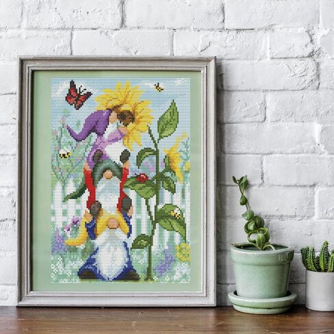 2 Pack Stamped Cross Stitch Kits for Adults Beginners,Cartoon Gnome Counted Cross Stitch Kits,Full Range of Needlepoint Stamped Kits Needlecrafts Arts and Crafts Embroidery for Home Decor,12"x16" in Kuwait