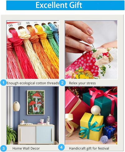 2 Pack Stamped Cross Stitch Kits for Adults Beginners,Cartoon Gnome Counted Cross Stitch Kits,Full Range of Needlepoint Stamped Kits Needlecrafts Arts and Crafts Embroidery for Home Decor,12"x16" in Kuwait