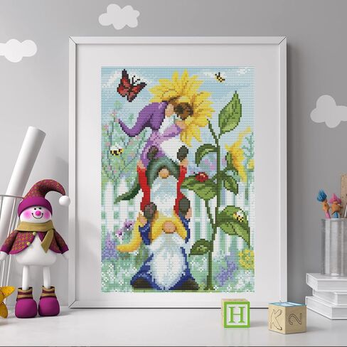 2 Pack Stamped Cross Stitch Kits for Adults Beginners,Cartoon Gnome Counted Cross Stitch Kits,Full Range of Needlepoint Stamped Kits Needlecrafts Arts and Crafts Embroidery for Home Decor,12"x16" in Kuwait