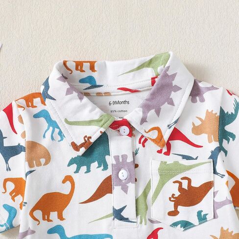 ROMPERINBOX Onsies for Baby Boy Polo Collar Bodysuit 2 Pack Short Sleeve Romper with Pocket 0-24 Months in Saudi Arabia