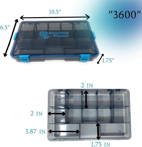 Reaction Tackle Standard Tackle Trays, Plastic Tackle Box Organizers with Four Secure Latches, Removable Dividers and Semi Transparent Lid for Fishing Storage - 3700 (4-Pack) in Saudi Arabia