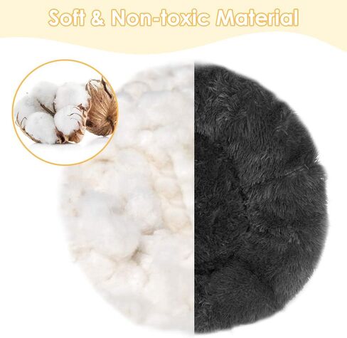 Dog Bed, Donut Dog Bed Cat Beds Cuddler Nest Soft Plush Dog Cat Cushion with Cozy Sponge Non-Slip Bottom for Small Medium Pets Snooze Sleeping Indoor, Machine Washable (S - 19 inch, Deep Grey) in Kuwait