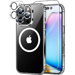 xiwxi for iPhone 16 Case,with Screen Protector+Camera Lens Protector,Non-Yellowing,Military-Grade Drop Protection,Perfect Handfeel,Shockproof Bumper,Clear Slim Phone Case-6.1 inch