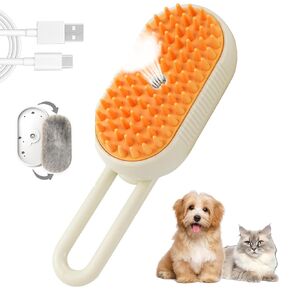 3-in-1 Pet Grooming Brush - Deshedding, Massaging, Detangling with Steam for Dogs and Cats, Removes Knots and Loose Hair