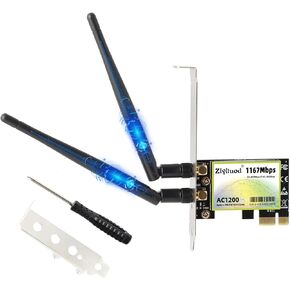 PCIe WiFi Card for PC Gaming Streaming, Intel Wireless-AC 7265 Dual Band PCI-E WiFi Adapter 802.11AC WiFi 5 1200Mbps ((2.4GHz 300Mbps and 5GHz 867Mbps) for Linux Windows 11/10/8.1/8/7 (32/64-bit)