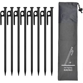 8 Pack Tent Stakes Heavy Duty 12 inch Forged Steel Tent Pegs for Camping Unbreakable and Inflexible, Rocky Place, Dessert, Snowfield
