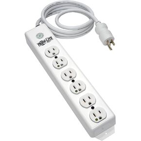 Tripp Lite Medical Grade Power Strip for Patient Care Vicinity, 6 Hospital-Grade Outlets, 120V, 15 ft. Right-Angle Cord, UL 1363A, White (PS-615-HG-OEMRA)