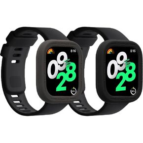 kwmobile Cases for Xiaomi Redmi Watch 4 - Set of 2 Silicone Covers (Fitness Tracker Not Included) - Black/Grey