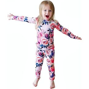Posh Peanut Vintage Pink Rose - Long Sleeve Basic Pajama - 3-4 years