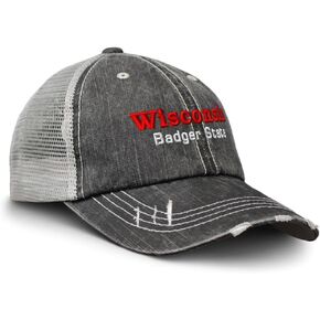 Baseball Cap Wisconsin Badger State Cotton Trucker Hats for Men & Women Black Gray