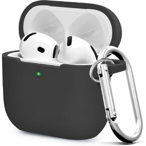 for Airpods 4th Case Cover, Soft Skin Silicone Case Cover with Keychain, Full Protective Case for Men and Women, Compatible with AirPods 4th Generation Case(Midnight Blue)