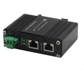 Gigabit PoE+ Injector 48V – Industrial PoE+ Injector IEEE 802.3 af/at Outdoor Rated 30W PoE+ Power Supply for Industrial Networking, DIN Rail/Wall Mount, Supports 12-48V Power Input
