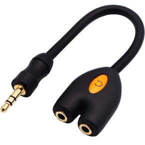 كابل مقسم Y لسماعات الرأس zdyCGTime 3.5 مم 3 أقطاب 3.5 مم AUX ذكر إلى 2 منفذ 3.5 مم أنثى كابل مقسم صوت ستيريو Y لمحول مقسم سماعة الرأس، للهواتف الذكية والأجهزة اللوحية، MP3، MP4 (17.5 سم) (3 أقطاب) in Kuwait