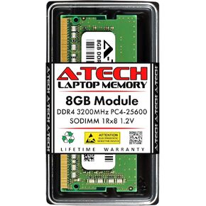 A-Tech 8GB RAM Replacement for Dell SNP6VDX7C/8G, AA937595, AA960024, 6VDX7, 06VDX7 | DDR4 3200MHz PC4-25600 1Rx8 Non-ECC SODIMM Laptop & All-in-One Single Memory Module