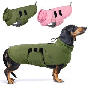 ASENKU Extra Warm Dog Coat, Dog Winter Coat with Fleece, Reflective Adjustable Dog Jacket with Zippered Leash Hole for Medium Dogs, Dog Clothes for Medium Sized Dog Dachshund Clothes (Pink,M) in Saudi Arabia