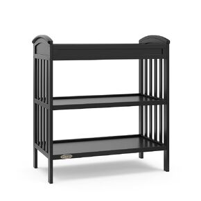 Graco Benton Changing Table with Bonus Water-Resistant Changing Pad (Driftwood) - GREENGUARD Gold Certified, Includes Diaper Change Pad with Safety Strap, 2 Open Storage Shelves for Organizing