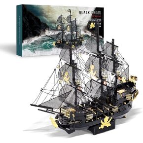 Piececool 3D Puzzles for Adults, Sea Ghost Pirate Ship DIY 3D Watercraft Metal Model Building Kits, Difficult 3D Puzzles for Family Time, Great Christmas Birthday Gifts