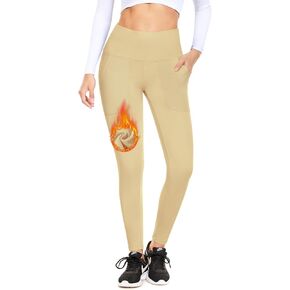 DHSO Fleece Lined Leggings Women with Pockets - Tummy Control High Waisted Workout Winter Thermal Warm Soft Yoga Pants
