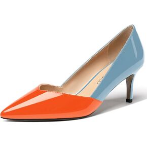 MODENCOCO Women's Patent Dress Work Wedding Pointed Toe Slip On Stiletto Mid Heel Pumps Shoes 2.5 Inch