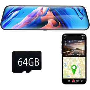4K Dual Dash Cam 10 Inch HD 2160P Rear 1080P Touch Screen Driving Recorder Mirror Monitor Rear View Built in WiFi with GPS Free 64GB TF Card