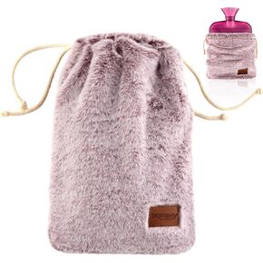 samply Hot Water Bottle with Soft Cover, 2L Hot Water Bag for Menstrual Cramps, Neck and Shoulder Pain Relief, Hot Compress, Hand Feet Warmer, Light Brown